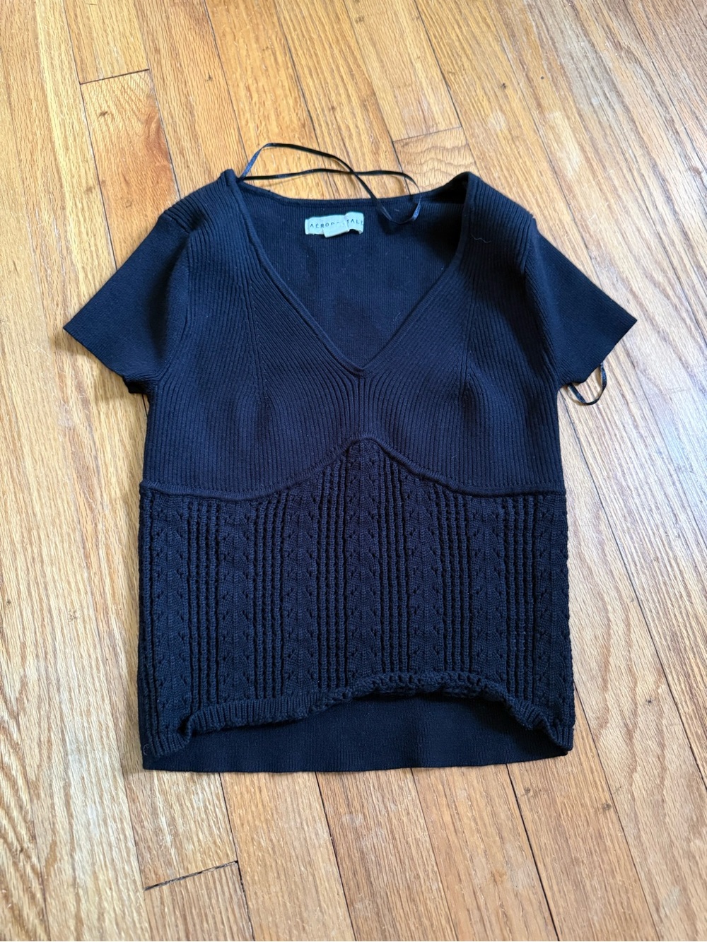 Aeropostale Black V-Neck Knit Top